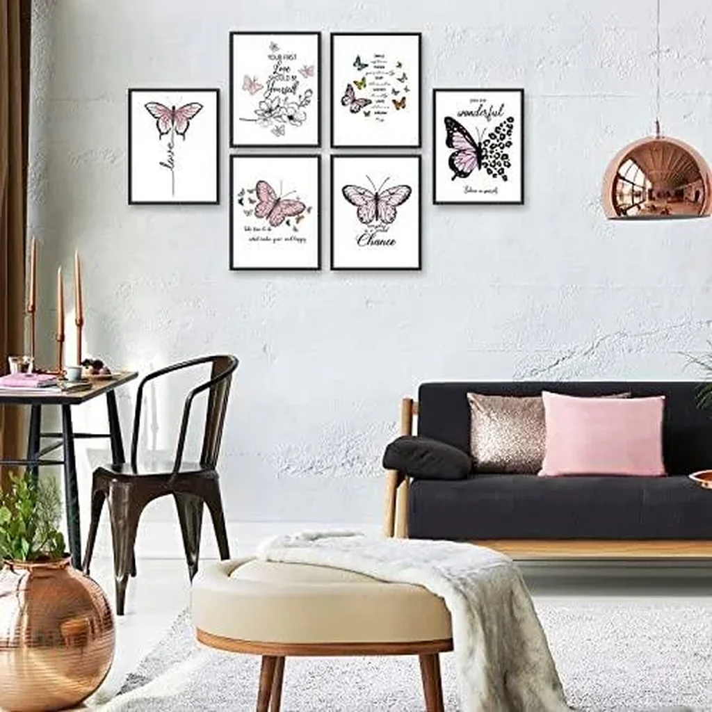 ALAYRA Inspirational Butterfly Wall Art Canvas Prints Motivational Positive Quotes Poster Pink Picture Wall Decor Gift for Women Girls Bedroom Living Room Home Office Set of 6 Unframed 8x10in 01 - Image 4