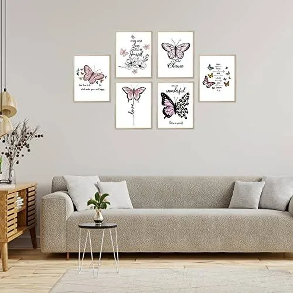 ALAYRA Inspirational Butterfly Wall Art Canvas Prints Motivational Positive Quotes Poster Pink Picture Wall Decor Gift for Women Girls Bedroom Living Room Home Office Set of 6 Unframed 8x10in 01 - Image 5