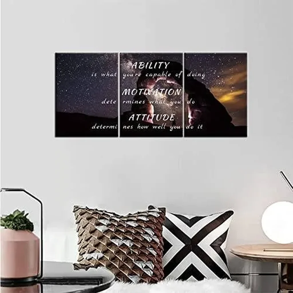 ALAYRA Inspirational Canvas Painting Wall Art Ability Motivation Attitude Quote Success 3 Pieces Black Poster Positive Motivational Framed Artwork Prints Picture for Bedroom Office 36''Wx 16''H 01 - Image 2