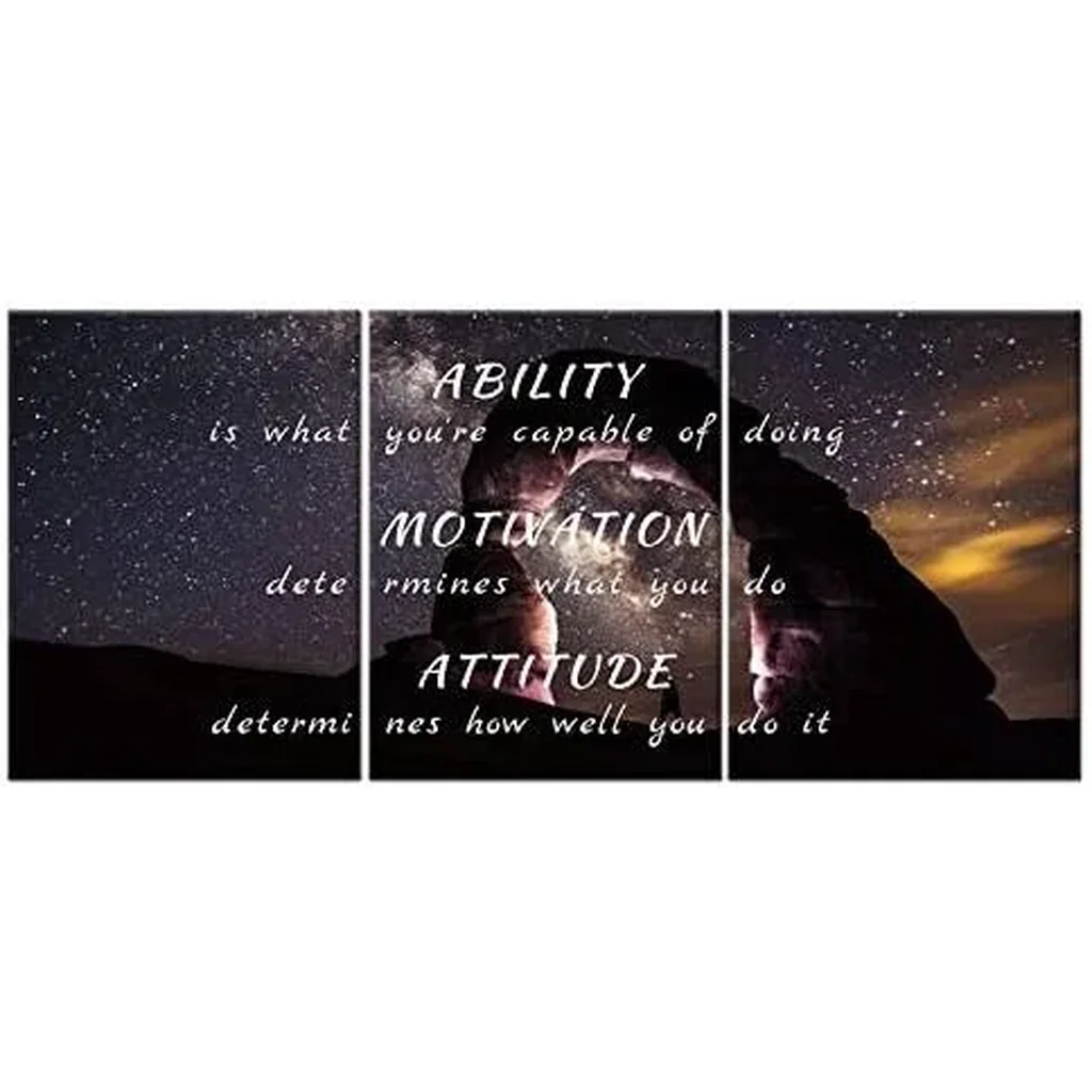 ALAYRA Inspirational Canvas Painting Wall Art Ability Motivation Attitude Quote Success 3 Pieces Black Poster Positive Motivational Framed Artwork Prints Picture for Bedroom Office 36''Wx 16''H 01 - Image 4