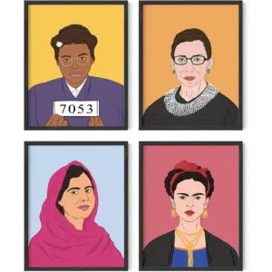 ALAYRA Inspirational Feminist Poster Set of 4 - Inspirational Wall Art Posters for Teen Girls Room Wall Art Prints & Decor for Women Womens History Month Poster UNFRAMED (11x14) 01