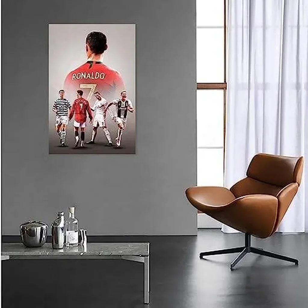 ALAYRA Inspirational Football Poster, Motivational Soccer Star Canvas Wall Art, Soccer Sports Art Poster for Gym Office Man Home Decoration Fan Gift (12"x18" Unframed, Cr7 Cristiano Ronaldo Footballer - Image 2
