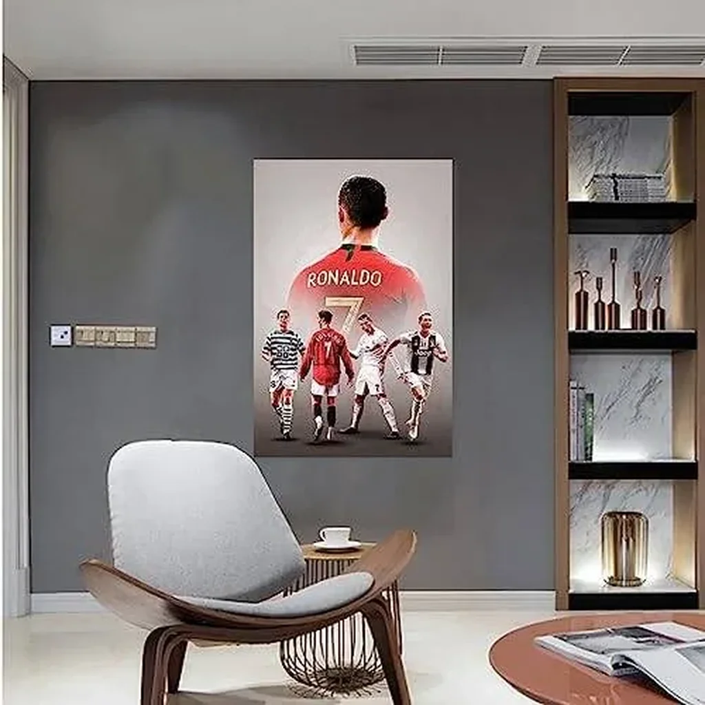 ALAYRA Inspirational Football Poster, Motivational Soccer Star Canvas Wall Art, Soccer Sports Art Poster for Gym Office Man Home Decoration Fan Gift (12"x18" Unframed, Cr7 Cristiano Ronaldo Footballer - Image 5
