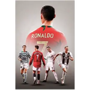 ALAYRA Inspirational Football Poster, Motivational Soccer Star Canvas Wall Art, Soccer Sports Art Poster for Gym Office Man Home Decoration Fan Gift (16"x24" Unframed, Cr7 Cristiano Ronaldo Footballer