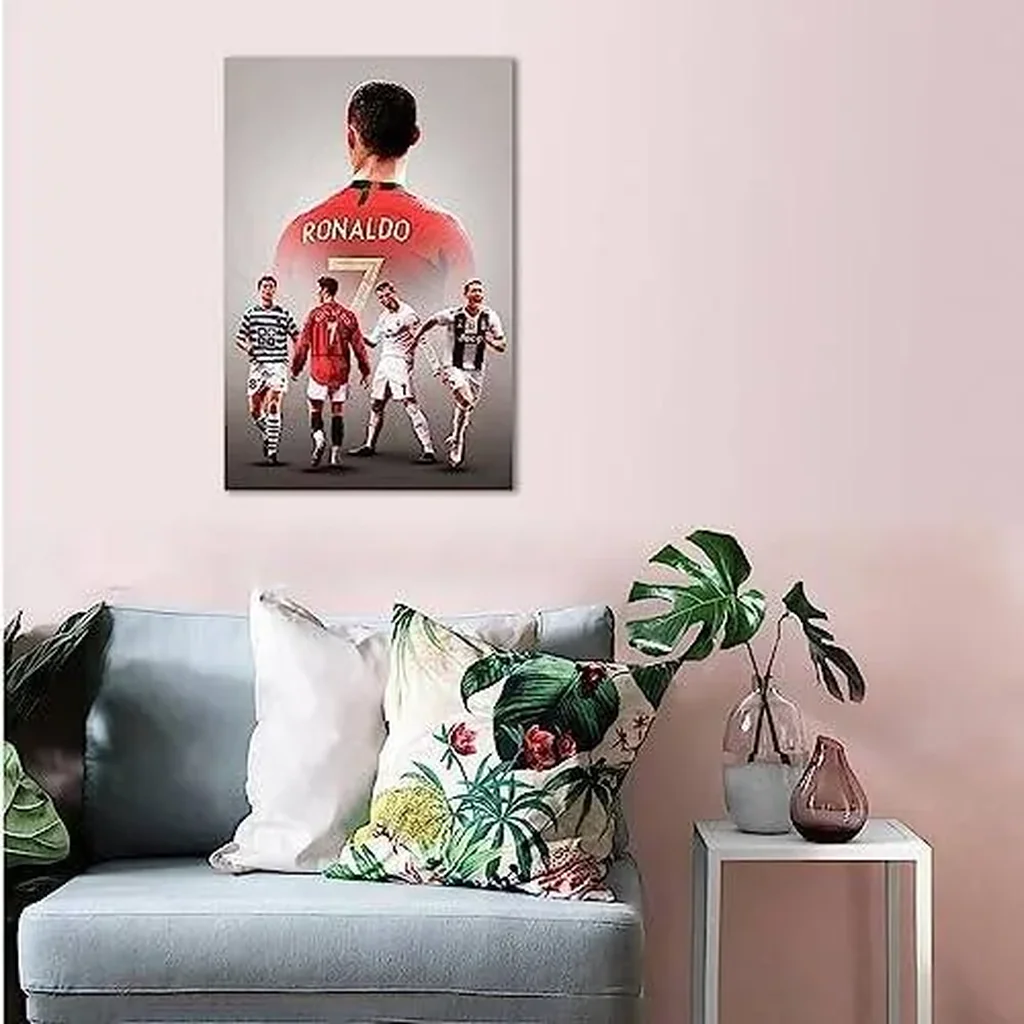 ALAYRA Inspirational Football Poster, Motivational Soccer Star Canvas Wall Art, Soccer Sports Art Poster for Gym Office Man Home Decoration Fan Gift (16"x24" Unframed, Cr7 Cristiano Ronaldo Footballer - Image 3