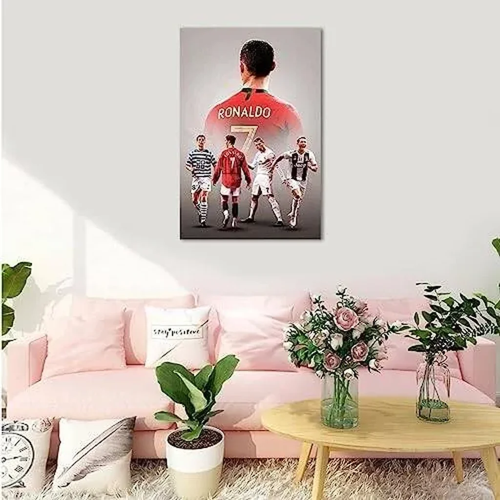 ALAYRA Inspirational Football Poster, Motivational Soccer Star Canvas Wall Art, Soccer Sports Art Poster for Gym Office Man Home Decoration Fan Gift (16"x24" Unframed, Cr7 Cristiano Ronaldo Footballer - Image 4