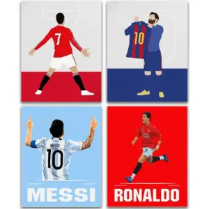 ALAYRA Inspirational Football Star Wall Art, World Cup Posters, Soccer Superstar Canvas Posters, Motivational Football Sports Art Prints for Office Living Room Home Decor, Set of 4 (8"x10" Unframed) 0