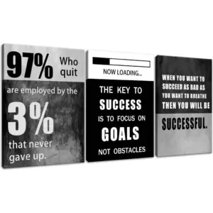 ALAYRA Inspirational Poster Motivational Success Canvas Art Paintings 3 Pieces Picture Artwork Living Room Prints Wall Decor Decoration Wooden Framed Ready to Hang 60''Wx 28''H 01
