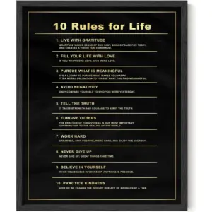 ALAYRA Inspirational Posters for Guys - Empowering Posters, Daily Inspirational Quotes on Life, Motivational Wall Art for Men, Positive 10 Rules for Life Art Print Individual (Unframed 16x20) 01