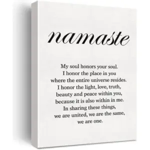 ALAYRA Inspirational Quote Canvas Wall Art Namaste Definition Canvas Print Positive Yoga Meditation Painting Wall Decor Framed Gift 12x15 Inch 01