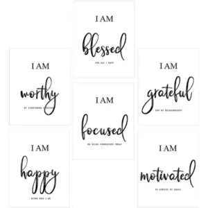 ALAYRA Inspirational Quote Wall Art Canvas 6pcs Motivational Wall Decor Art Work Canvas Bedroom Picture Sets Poster Wall Art Quotes for Home Office Decoration 01