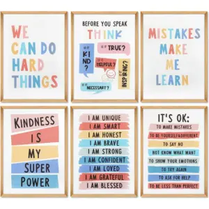 ALAYRA Inspirational Quote Wall Art Poster, A4 Growth Mindset Canvas Print, Kids Positive Motivational Murals for Nursery Preschool Classroom Bulletin Board Homeschool Bedroom Daycare Decor-Unframed 0