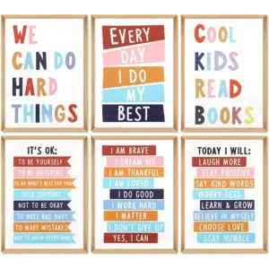 ALAYRA Inspirational Quote Wall Art Poster, A4 Growth Mindset Canvas Prints, Kids Positive Motivational Murals for Nursery Preschool Classroom Bulletin Board Homeschool Bedroom Daycare Decor-Unframed