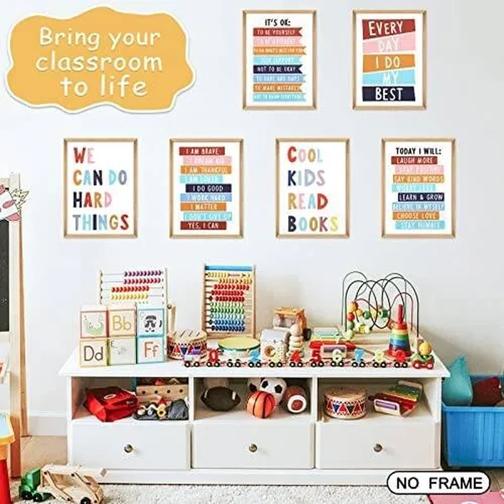 ALAYRA Inspirational Quote Wall Art Poster, A4 Growth Mindset Canvas Prints, Kids Positive Motivational Murals for Nursery Preschool Classroom Bulletin Board Homeschool Bedroom Daycare Decor-Unframed - Image 3