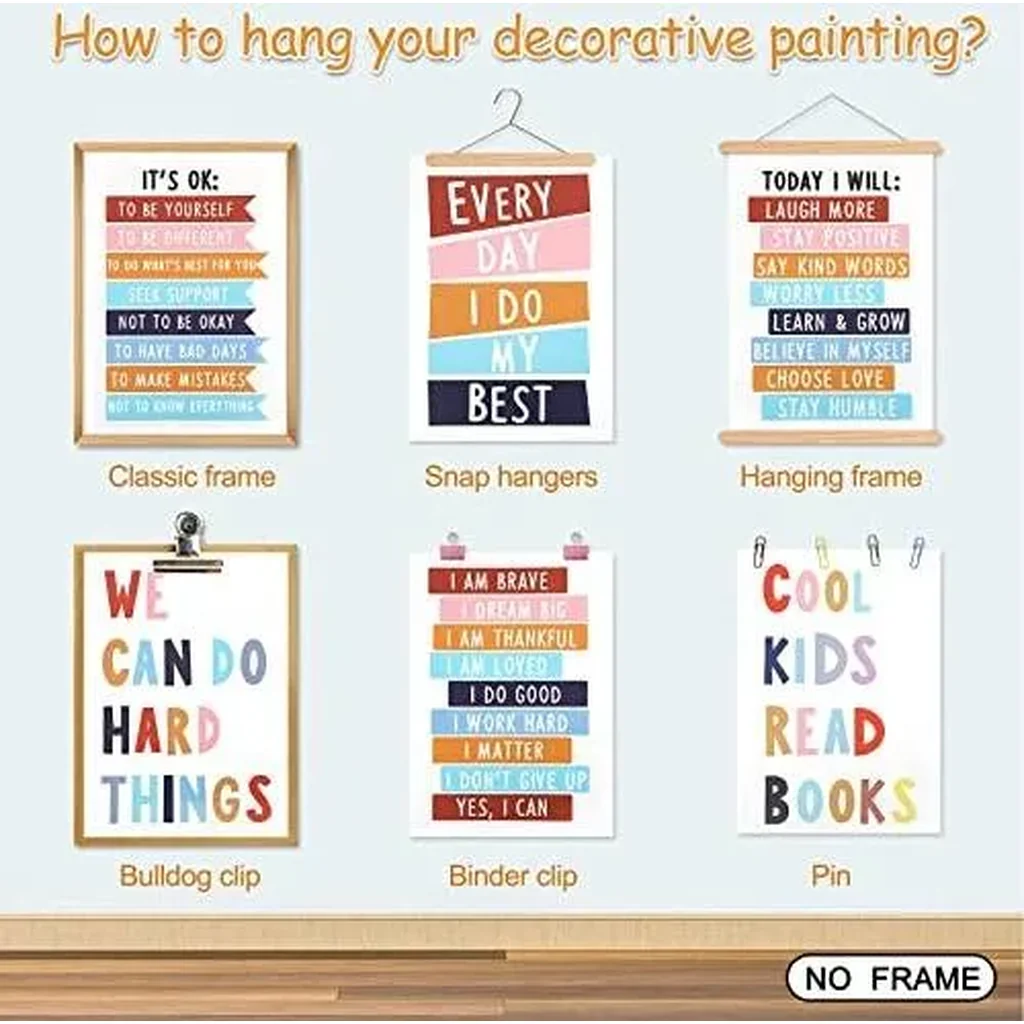 ALAYRA Inspirational Quote Wall Art Poster, A4 Growth Mindset Canvas Prints, Kids Positive Motivational Murals for Nursery Preschool Classroom Bulletin Board Homeschool Bedroom Daycare Decor-Unframed - Image 5