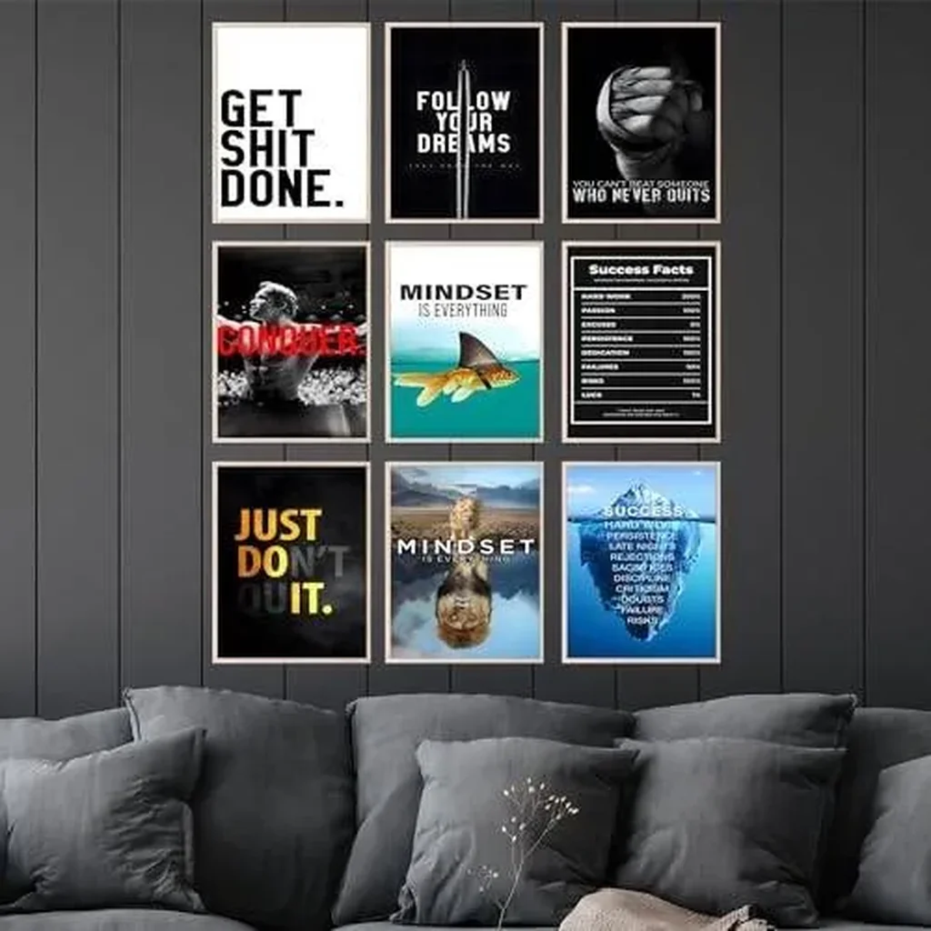 ALAYRA Inspirational Quotes Wall Art - Motivational Posters, Inspirational Wall Art for Office, Home Gym Decor, Motivational Wall Decor for Men, Gym Wall Decor Artwork -Unframed Set Of 9 01 - Image 7