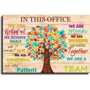 ALAYRA Inspirational Wall Art for Office We Are A Team Motivational Quotes Poster Colorful Tree Signs Pictures for Office Room Decor (12x16inch-Unframe, In this Office) 01