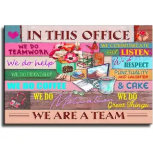 ALAYRA Inspirational Wall Art for Office We Are A Team Motivational Quotes Poster Colorful Tree Signs Pictures for Office Room Decor (12x16inch-Unframe, Team Work) 01