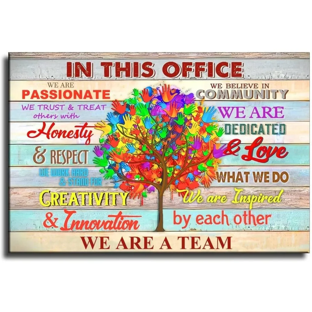 ALAYRA Inspirational Wall Art for Office We Are A Team Motivational Quotes Poster Colorful Tree Signs Pictures for Office Room Decor (12x16inch-Unframe, We Are Team) 01