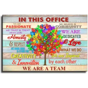 ALAYRA Inspirational Wall Art for Office We Are A Team Motivational Quotes Poster Colorful Tree Signs Pictures for Office Room Decor (16x24inch-Unframe, We Are Team) 01