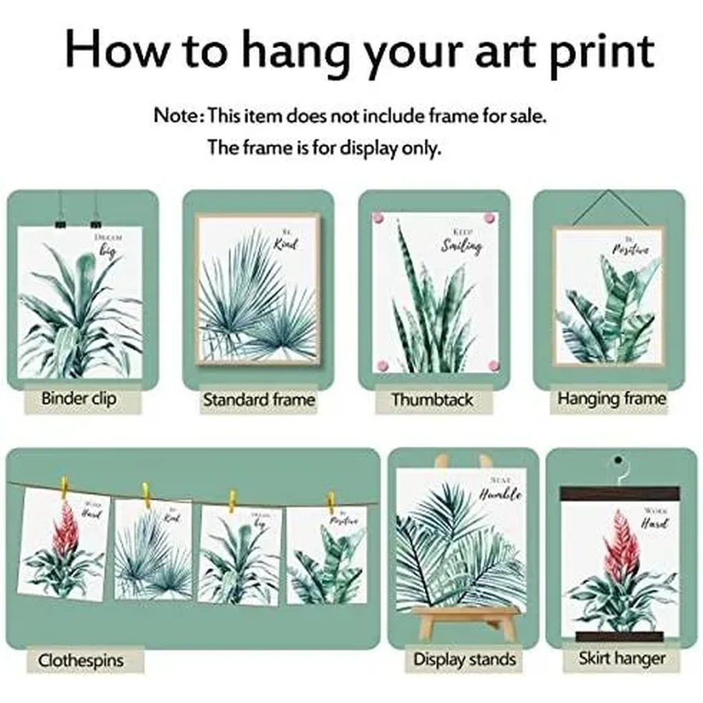 ALAYRA Inspirational Wall Art Print Set of 6 Tropical Botanical Leaves Wall Decor Plant Leaf Canvas Wall Art Set Pictures Motivational Wall Art Posters for Living Room (11"x14" UNFRAMED) 01 - Image 2