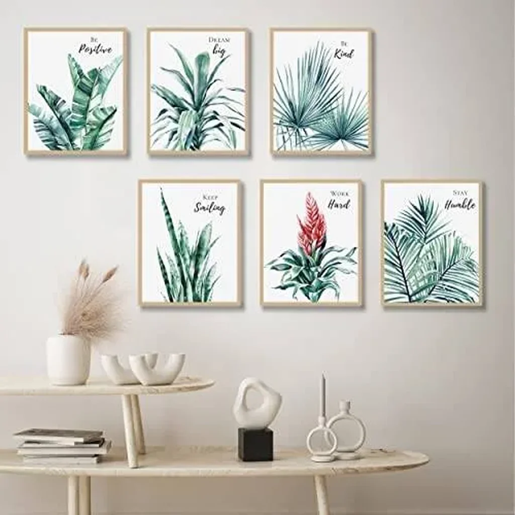 ALAYRA Inspirational Wall Art Print Set of 6 Tropical Botanical Leaves Wall Decor Plant Leaf Canvas Wall Art Set Pictures Motivational Wall Art Posters for Living Room (11"x14" UNFRAMED) 01 - Image 4