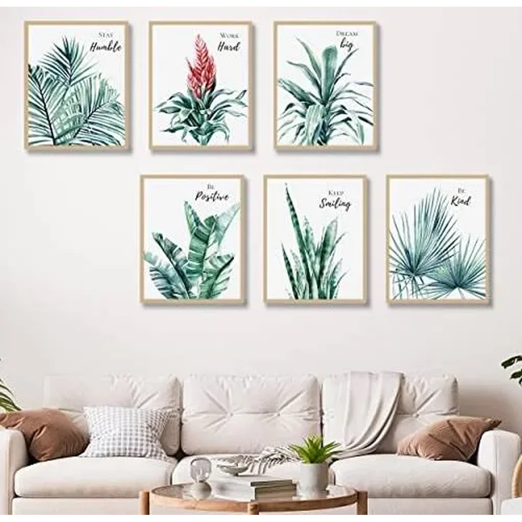 ALAYRA Inspirational Wall Art Print Set of 6 Tropical Botanical Leaves Wall Decor Plant Leaf Canvas Wall Art Set Pictures Motivational Wall Art Posters for Living Room (11"x14" UNFRAMED) 01 - Image 5