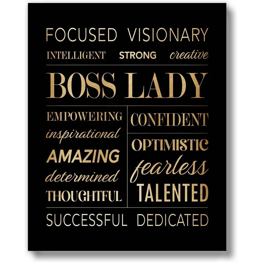 ALAYRA Inspirational Women Teen Girls Room Wall Decor Art Prints (UNFRAMED 8 x 10) Motivational Quote Posters Office Bedroom (Boss Lady Affirmations) 01