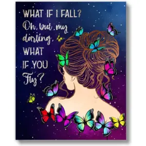ALAYRA Inspirational Women Teen Girls Room Wall Decor Art Prints (UNFRAMED 8 x 10) Motivational Quote Posters Office Bedroom (What If You Fly) 01