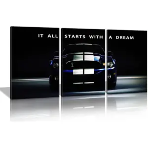 ALAYRA It All Starts with A Dream - Motivational Canvas Wall Art, Office Inspirational Poster Prints Quotes Wall Decor Gallery-Wrapped Frame Easy Hang- 12"Wx 16"Hx 3 PCS 01