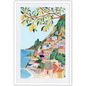ALAYRA Italy Positano Amalfi Coast Retro Abstract Posters Beautiful Countryside And Blue Sea Scene Wall Art Colorful Room Aesthetic Style Prints For Home Bedroom Dorm Wall Decor 12x16in Unframed 01