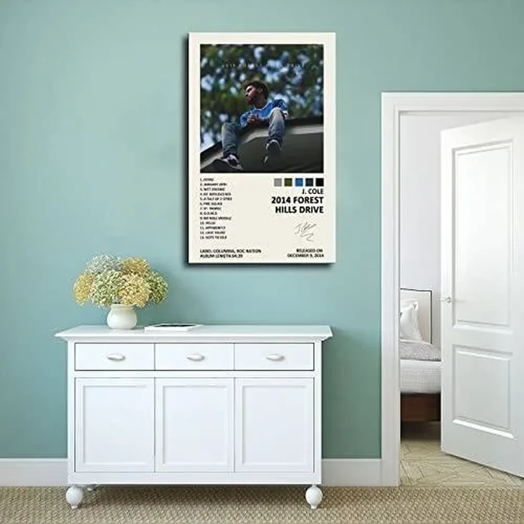 ALAYRA J Cole 2 014 Forest Hills Drive Music Album Cover Signed Limited Poster Canvas Poster Wall Art Decor Print Picture Paintings for Living Room Bedroom Decoration Unframe12x18inch(30x45cm) 01 - Image 2