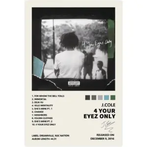 ALAYRA J Cole 4 Your Eyez Only Music Album Cover Signed Limited Poster Canvas Poster Bedroom Decor Sports Landscape Office Room Decor Gift Unframe16x24inch(40x60cm) 01