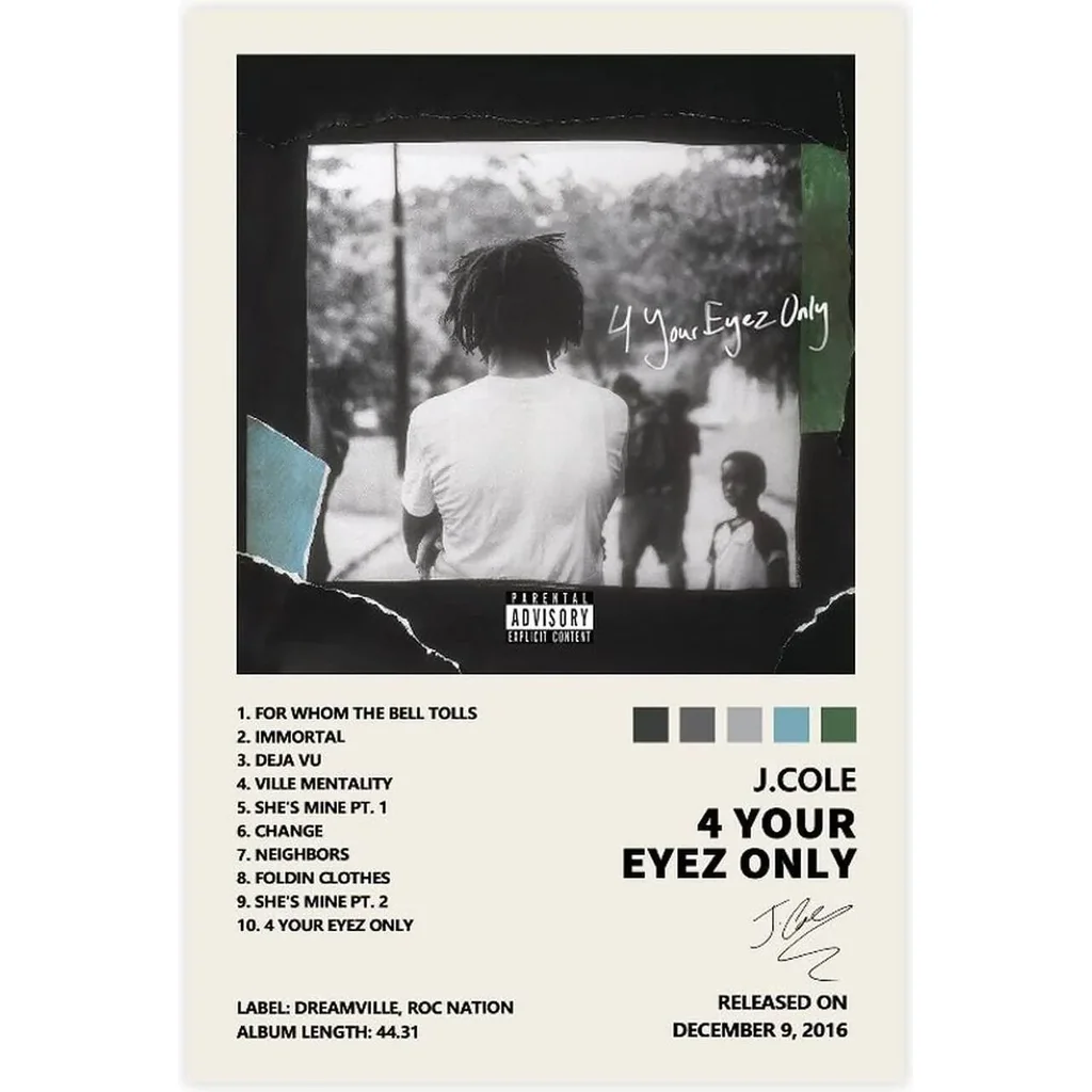ALAYRA J Cole 4 Your Eyez Only Music Album Cover Signed Limited Poster Canvas Poster Bedroom Decor Sports Landscape Office Room Decor Gift Unframe16x24inch(40x60cm) 01