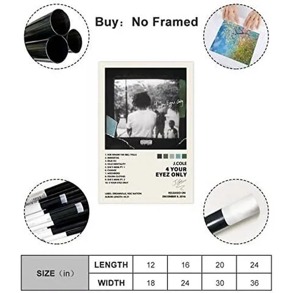 ALAYRA J Cole 4 Your Eyez Only Music Album Cover Signed Limited Poster Canvas Poster Bedroom Decor Sports Landscape Office Room Decor Gift Unframe16x24inch(40x60cm) 01 - Image 3