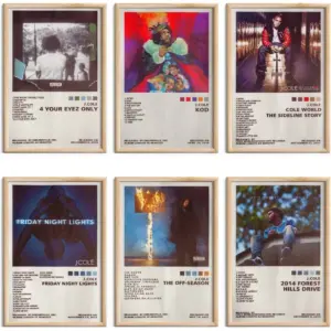 ALAYRA J COLE Poster Set of 6 Album Cover Posters 8 by 12 inch Music Posters for Room Aesthetic Canvas Wall Art for Teens Room Decor UNFRAMED (J.COLE) 01