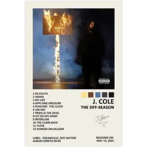 ALAYRA J Cole The Off-Season Music Album Cover Signed Limited Poster Canvas Poster Wall Art Decor Print Picture Paintings for Living Room Bedroom Decoration Unframe16x24inch(40x60cm) 01