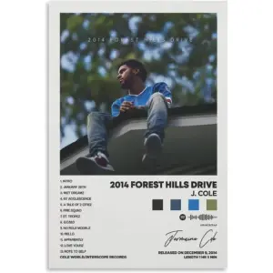 ALAYRA J. Cole - 2 014 Forest Hills Drive Album Cover Canvas Posters for Room Aesthetic Gift Unframe12x18inch(30x45cm) 01