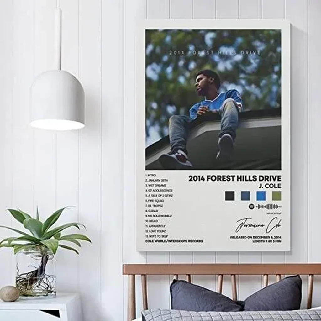 ALAYRA J. Cole - 2 014 Forest Hills Drive Album Cover Canvas Posters for Room Aesthetic Gift Unframe12x18inch(30x45cm) 01 - Image 3