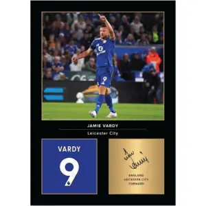 ALAYRA Jamie Vardy Signed A4 Printed Photo Picture Display Gift For Leicester City Fans Digitally Reproduced Signature Unframed 01
