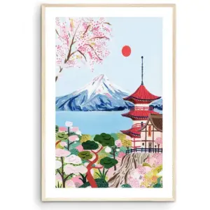 ALAYRA Japan Travel Poster, Mount Fuji Print, Kyoto Print, Japanese Print, Japan Wall Art, Travel Print, Travel Poster, Housewarming Gift, Wall Decor, Home Decor (Unframed) (12x18 in) 01