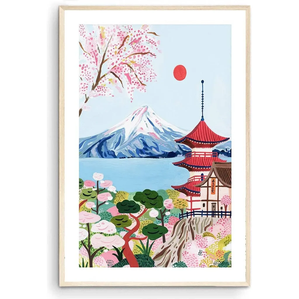 ALAYRA Japan Travel Poster, Mount Fuji Print, Kyoto Print, Japanese Print, Japan Wall Art, Travel Print, Travel Poster, Housewarming Gift, Wall Decor, Home Decor (Unframed) (12x18 in) 01
