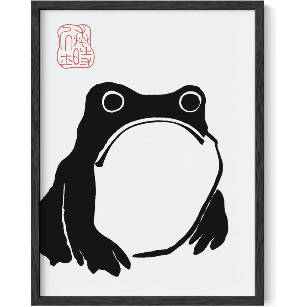 ALAYRA Japandi Frog Poster - Vintage Matsumoto Frog Poster, Wabi Sabi Japanese Art, Japandi Art for Bedroom, Asian Decor 12x16 Unframed 01