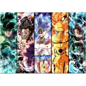 ALAYRA Japanese Anime Poster Luffy MHA Print on Canvas Painting Wall Art for Living Room Decor Boy Gift (Unframed, 12x16.5inch) 01