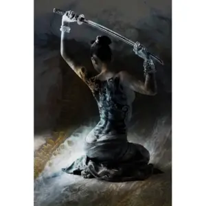 ALAYRA Japanese Bushido Poster Pictures, Japanese Ninjas Samurai Figures Painting, Japanese Figures and Mount Fuji Poster, Without Frame (JP- 01, 1 Pieces, 40 x 60 cm) 01