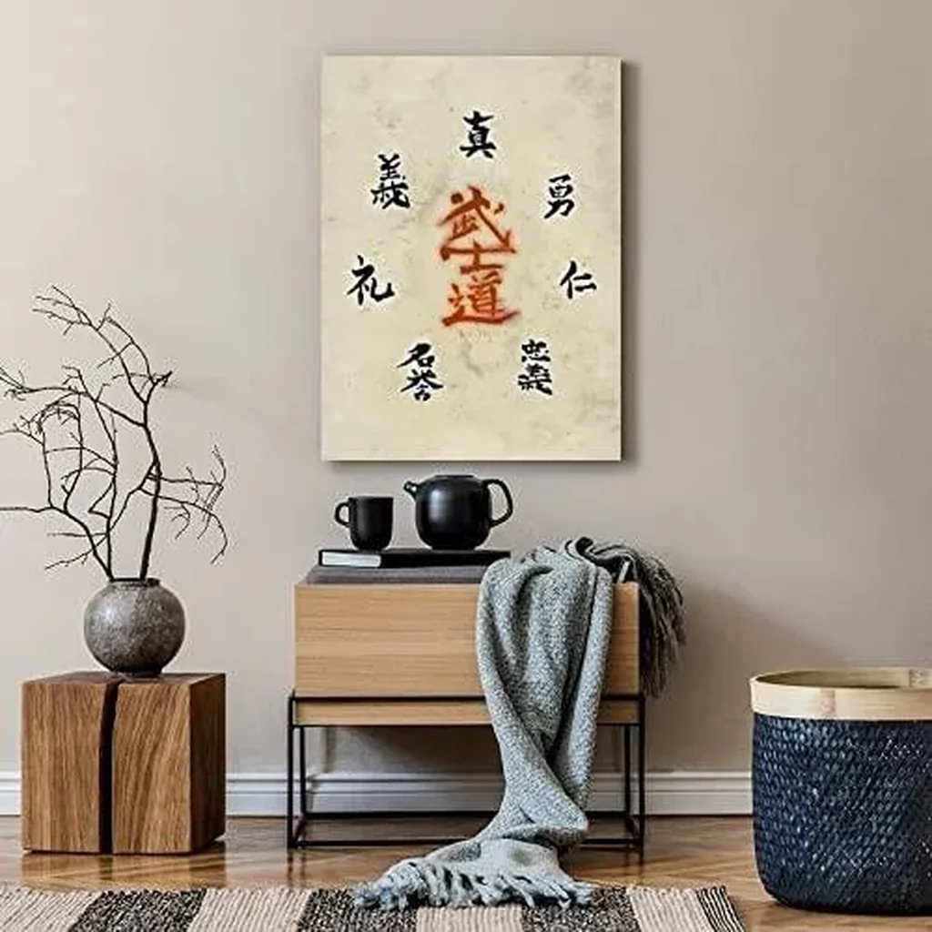 ALAYRA Japanese Bushido Samurai Warrior The Seven Virtues of Bushido Canvas Wall Art Poster Prints Picture Decoration for Living Room Bedroom Unframed 16 x24 inches 01 - Image 3