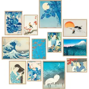 ALAYRA Japanese Decor for Bedroom - Vintage Japanese Poster, Japanese Wall Art Prints, Asian Art Wall Decor, The Great Wave Off Kanagawa Pictures HokUAEi Paintings for Home Decorations (UNFRAMED) 01