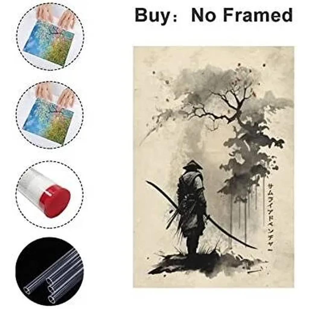ALAYRA Japanese Ink Bushido Posters And Prints Samurai Journey Canvas Painting Wall Art Character Pictures Decoration Living Room Home Decor Unframed 16 x24 inches 01 - Image 4