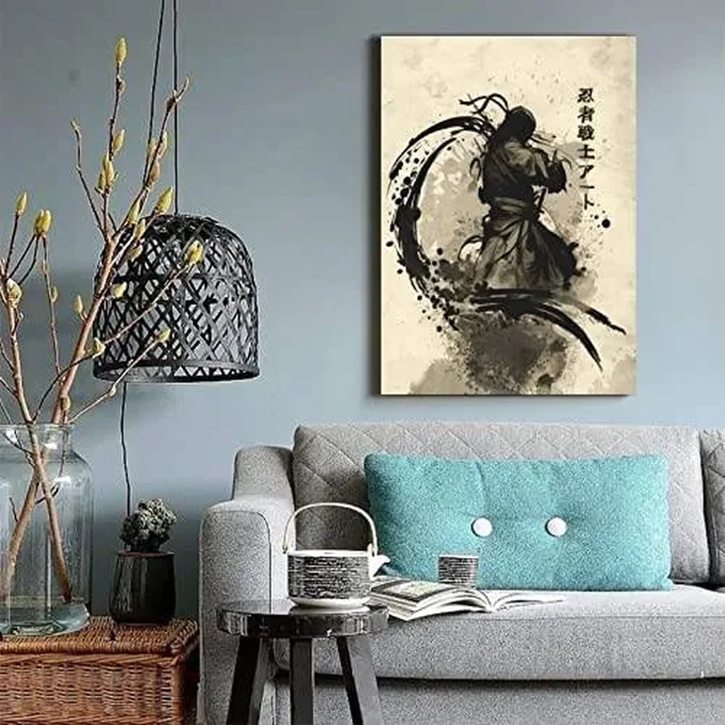 ALAYRA Japanese Ink Bushido Posters Canvas Painting Vintage Print Wall Art Character Pictures Decoration Living Room Home Decor Unframed 12 x18 inches 01 - Image 2