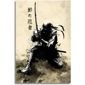 ALAYRA Japanese Ink Bushido Posters Canvas Painting Vintage Print Wall Art Character Pictures Decoration Living Room Home Decor Unframed 12 x18 inches 02